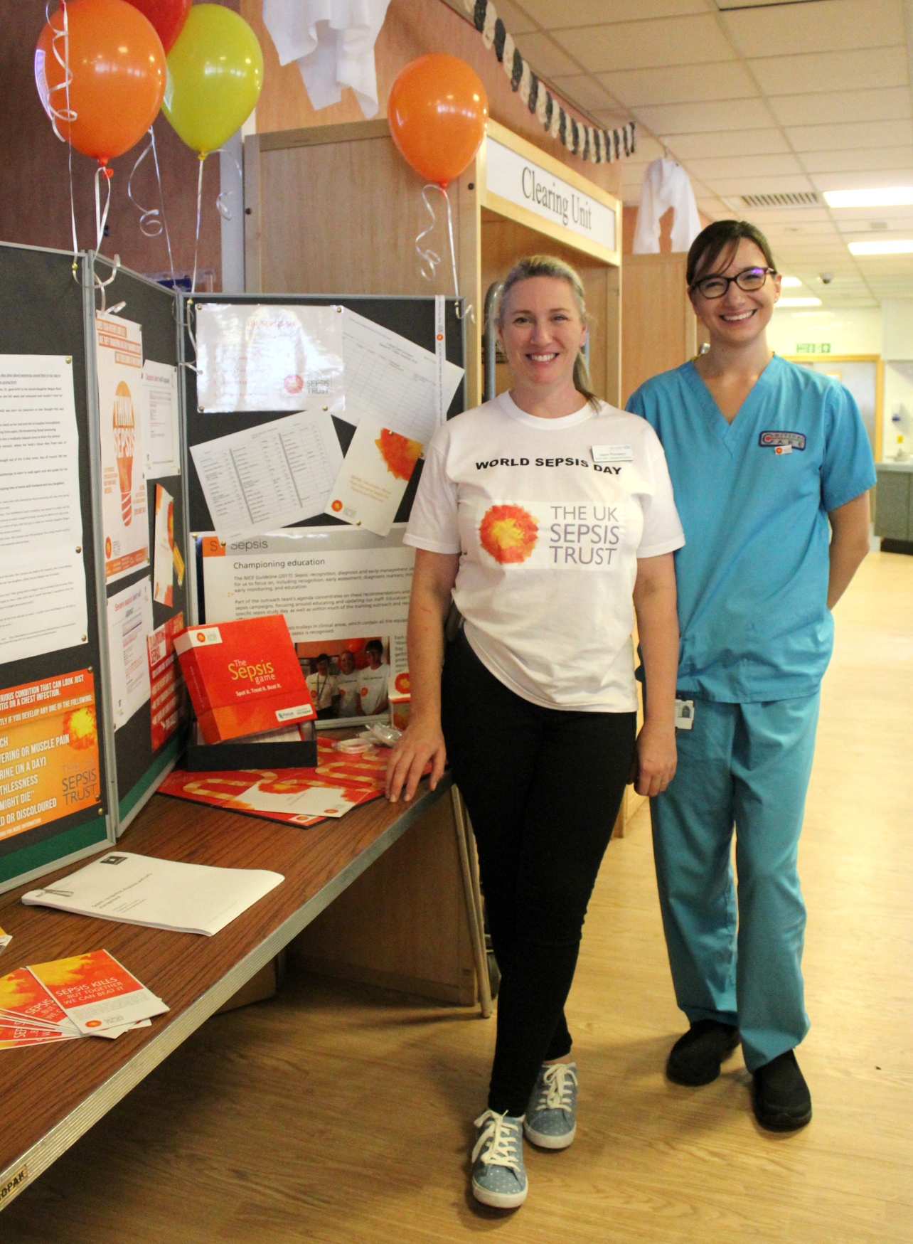  Laura and Vicky from the critical care outreach team raising awareness of sepsis for staff