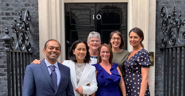 Our staff who visited 10 Downing Street.(Left to right) Vivek Rajagopal, Marilou Franco, Helen Ballam, Ali Devlin, Gylda Nunn and Sue Deakin.