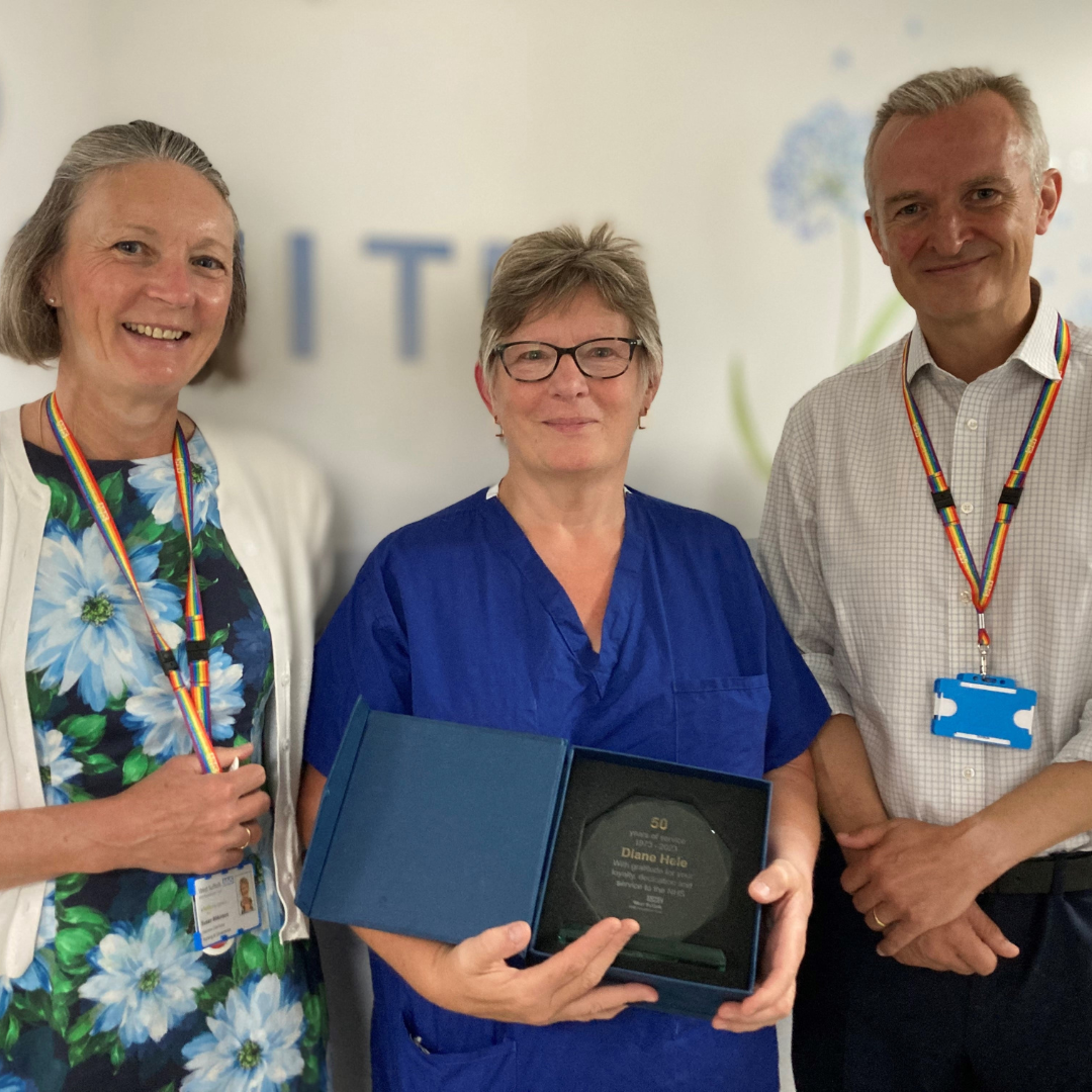 Diane Hele (centre) with Sue Wilkinson and Dr Ewen Cameron 